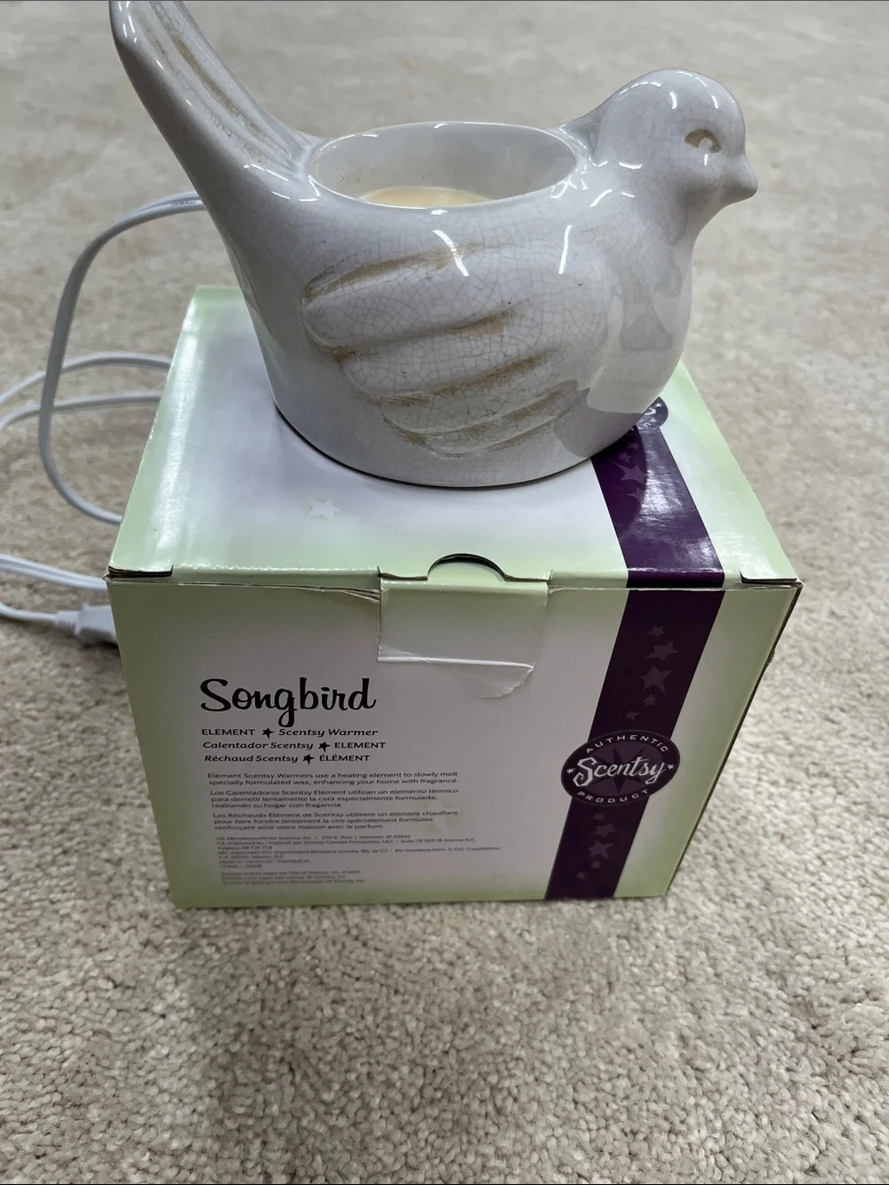 Scentsy Cream Songbird Ceramic Warmer